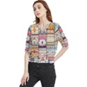 Pattern Texture Multi Colored Variation Quarter Sleeve Blouse View1