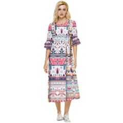 Pattern Texture Multi Colored Variation Double Cuff Midi Dress by danenraven