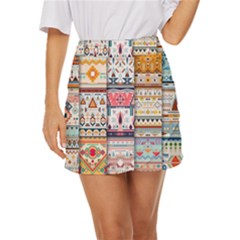 Pattern Texture Multi Colored Variation Mini Front Wrap Skirt by danenraven