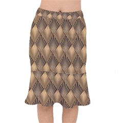 Brown Abstract Background Texture Pattern Seamless Short Mermaid Skirt by danenraven