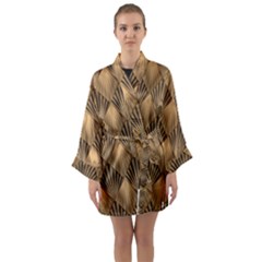 Brown Abstract Background Texture Pattern Seamless Long Sleeve Satin Kimono by danenraven