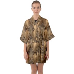 Brown Abstract Background Texture Pattern Seamless Half Sleeve Satin Kimono  by danenraven