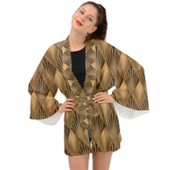 Brown Abstract Background Texture Pattern Seamless Long Sleeve Kimono by danenraven