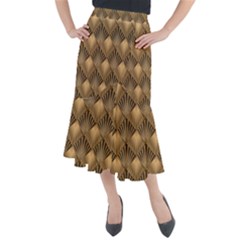 Brown Abstract Background Texture Pattern Seamless Midi Mermaid Skirt by danenraven