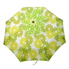 Flowers Green Texture With Pattern Leaves Shape Seamless Folding Umbrellas