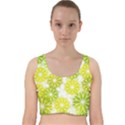 Flowers Green Texture With Pattern Leaves Shape Seamless Velvet Racer Back Crop Top View1