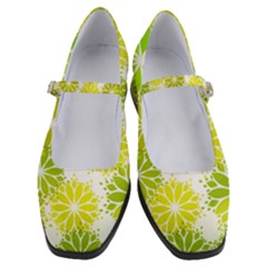 Flowers Green Texture With Pattern Leaves Shape Seamless Women s Mary Jane Shoes by danenraven