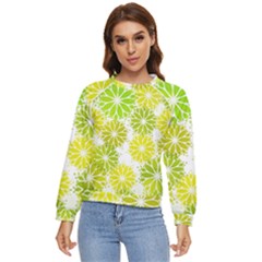 Flowers Green Texture With Pattern Leaves Shape Seamless Women s Long Sleeve Raglan Tee