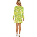 Flowers Green Texture With Pattern Leaves Shape Seamless Long Sleeve Waist Tie Ruffle Velvet Dress View4