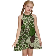 Texture Ornament Pattern Seamless Paisley Kids  Halter Collar Waist Tie Chiffon Dress by danenraven