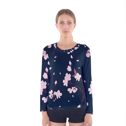 Flowers Texture Textured Pattern Women s Long Sleeve Tee by danenraven