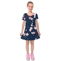 Flowers Texture Textured Pattern Kids  Short Sleeve Velvet Dress by danenraven