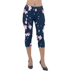 Flowers Texture Textured Pattern Lightweight Velour Capri Leggings  by danenraven