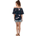 Flowers Texture Textured Pattern Off Shoulder Short Sleeve Top View2