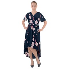 Flowers Texture Textured Pattern Front Wrap High Low Dress by danenraven