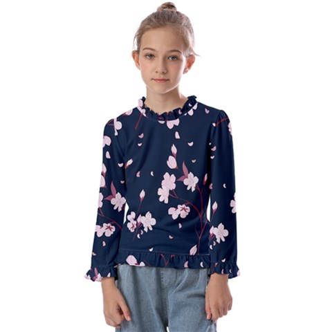 Flowers Texture Textured Pattern Kids  Frill Detail Tee by danenraven