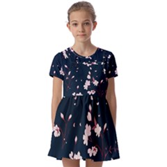 Flowers Texture Textured Pattern Kids  Short Sleeve Pinafore Style Dress by danenraven