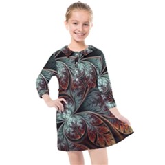 Abstract Pattern Design Art Wallpaper Tracery Texture Kids  Quarter Sleeve Shirt Dress by danenraven