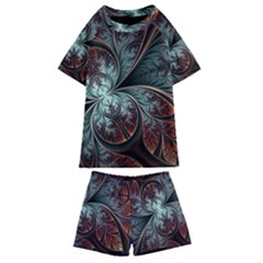 Abstract Pattern Design Art Wallpaper Tracery Texture Kids  Swim Tee And Shorts Set by danenraven