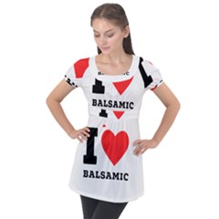 I Love Balsamic Puff Sleeve Tunic Top by ilovewhateva