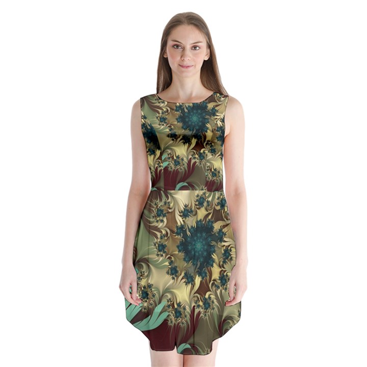 Abstract Design Pattern Art Wallpaper Texture Floral Sleeveless Chiffon Dress  