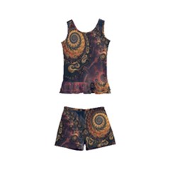 Paisley Abstract Fabric Pattern Floral Art Design Flower Kids  Boyleg Swimsuit by danenraven