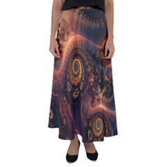 Paisley Abstract Fabric Pattern Floral Art Design Flower Flared Maxi Skirt by danenraven