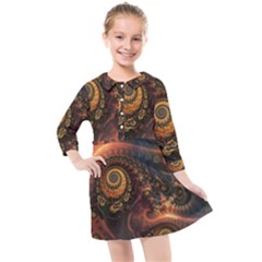 Paisley Abstract Fabric Pattern Floral Art Design Flower Kids  Quarter Sleeve Shirt Dress by danenraven