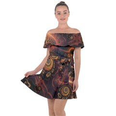 Paisley Abstract Fabric Pattern Floral Art Design Flower Off Shoulder Velour Dress by danenraven