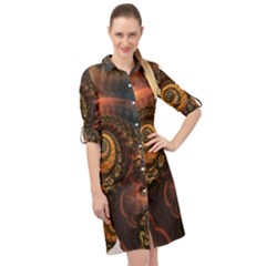 Paisley Abstract Fabric Pattern Floral Art Design Flower Long Sleeve Mini Shirt Dress by danenraven