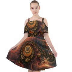 Paisley Abstract Fabric Pattern Floral Art Design Flower Cut Out Shoulders Chiffon Dress by danenraven