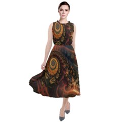 Paisley Abstract Fabric Pattern Floral Art Design Flower Round Neck Boho Dress by danenraven