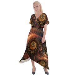 Paisley Abstract Fabric Pattern Floral Art Design Flower Cross Front Sharkbite Hem Maxi Dress by danenraven