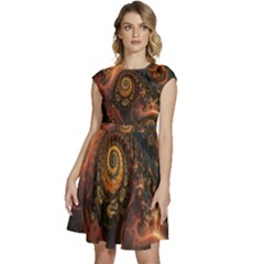 Paisley Abstract Fabric Pattern Floral Art Design Flower Cap Sleeve High Waist Dress by danenraven