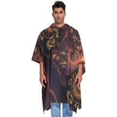 Paisley Abstract Fabric Pattern Floral Art Design Flower Men s Hooded Rain Ponchos