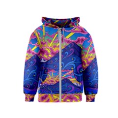 Abstract Paisley Art Pattern Design Fabric Floral Decoration Kids  Zipper Hoodie by danenraven