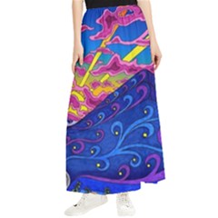 Abstract Paisley Art Pattern Design Fabric Floral Decoration Maxi Chiffon Skirt