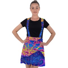 Abstract Paisley Art Pattern Design Fabric Floral Decoration Velvet Suspender Skater Skirt by danenraven