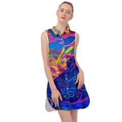 Abstract Paisley Art Pattern Design Fabric Floral Decoration Sleeveless Shirt Dress by danenraven