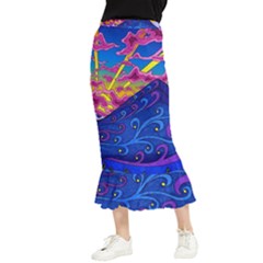 Abstract Paisley Art Pattern Design Fabric Floral Decoration Maxi Fishtail Chiffon Skirt by danenraven