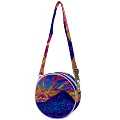 Abstract Paisley Art Pattern Design Fabric Floral Decoration Crossbody Circle Bag by danenraven