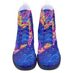 Abstract Paisley Art Pattern Design Fabric Floral Decoration High-top Canvas Sneakers