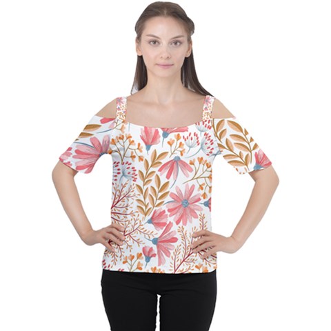 Flowers Pattern Seamless Floral Floral Pattern Cutout Shoulder Tee by danenraven