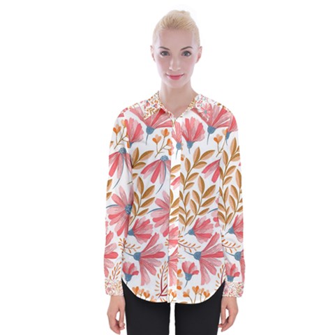 Flowers Pattern Seamless Floral Floral Pattern Womens Long Sleeve Shirt by danenraven