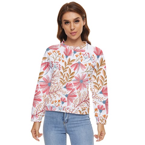 Flowers Pattern Seamless Floral Floral Pattern Women s Long Sleeve Raglan Tee by danenraven