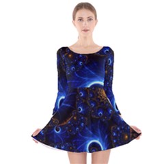 Abstract Design Art Pattern Wallpaper Shape Decoration Long Sleeve Velvet Skater Dress