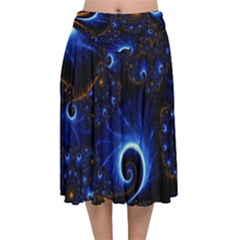 Abstract Design Art Pattern Wallpaper Shape Decoration Velvet Flared Midi Skirt