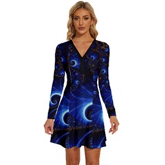 Abstract Design Art Pattern Wallpaper Shape Decoration Long Sleeve Deep V Mini Dress  by danenraven