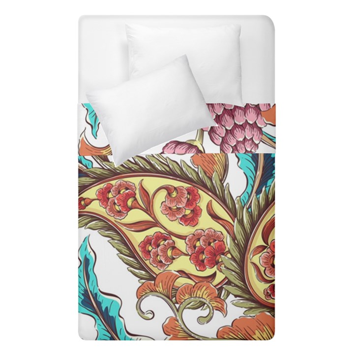 Flowers Pattern Texture White Background Paisley Duvet Cover Double Side (Single Size)