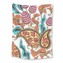 Flowers Pattern Texture White Background Paisley Medium Tapestry